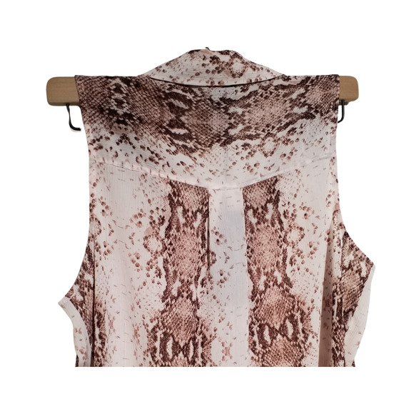 Rachel Zoe Womens Sleeveless Top Snake Skin Print Button Down Size Medium - Picture 4 of 8
